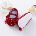 thumbnail image 3 of Infant Baby Girls Crib Shoes Soft Sole Slippers Bow Princess Newborn Dress Wedding Flat Shoes with Headband, 3 of 4