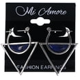 thumbnail image 2 of Silver-Tone & Blue Colored Metal Hoop-Earrings With Stone Accents #MQE060, 2 of 2