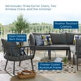 thumbnail image 3 of Modway Riverside 6 Piece Outdoor Patio Aluminum Set in Gray Charcoal, 3 of 10