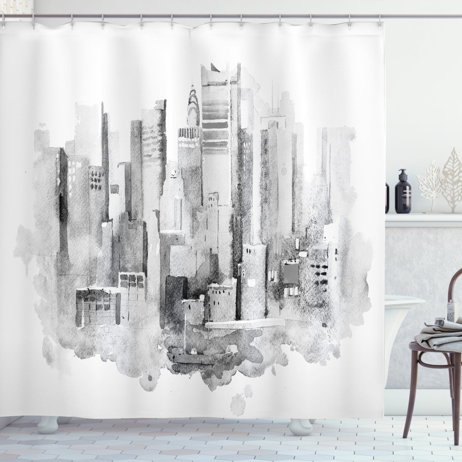 Cityscapeof Manhattan Shower Curtains Bathroom Waterproof Fabric & Hooks 71" 