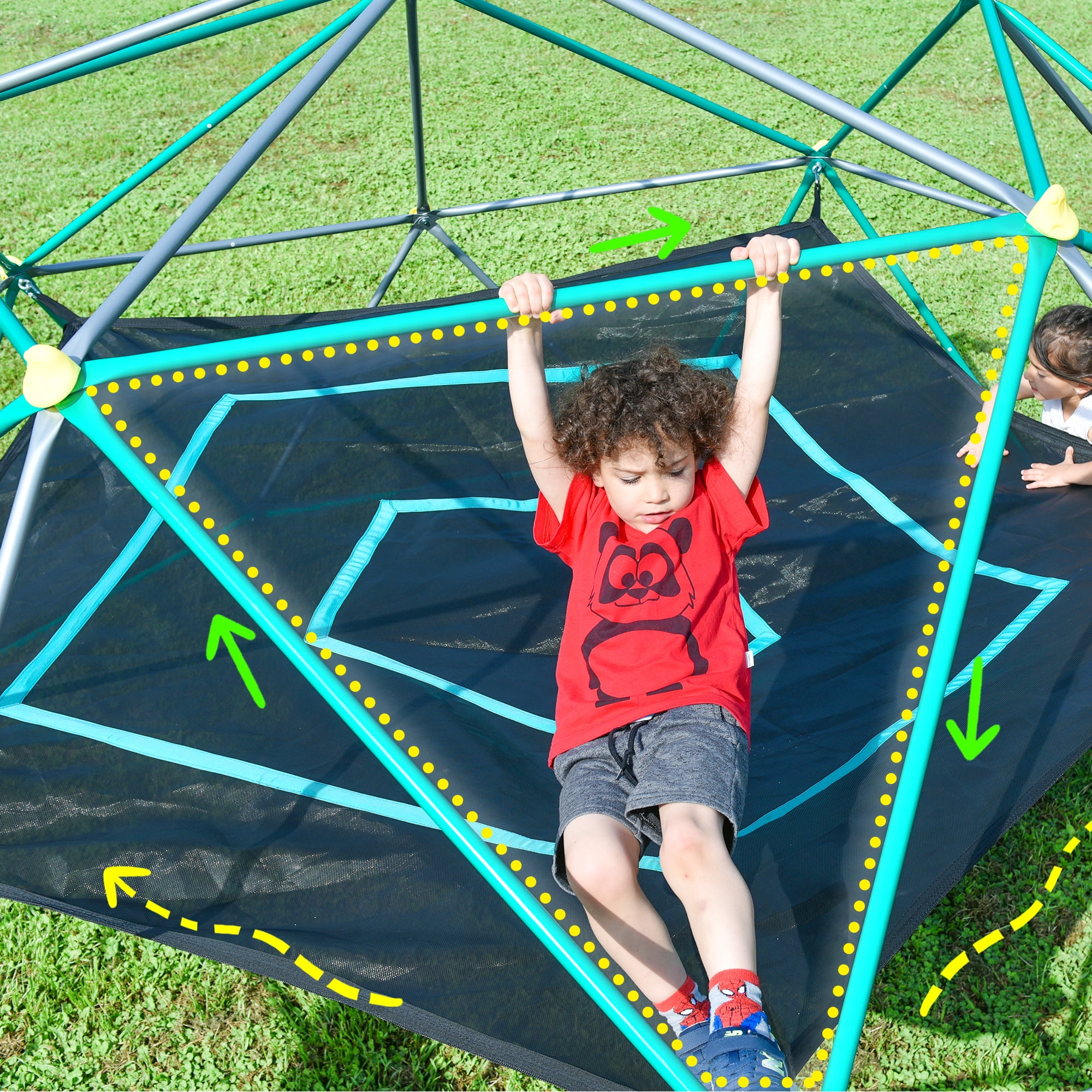 Aukfa 12FT Kids Climbing DomeJungle Gym with Hammock, 1000 lbs Capacity, Rust & UV Resistant, Gray