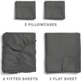 thumbnail image 4 of CGK Linens 5-Piece 400 Thread Count Cotton Sheet Set - Split King Size 100% Cotton Sateen Bed Sheets Fits 18"-24" Mattresses, Gray, 4 of 7
