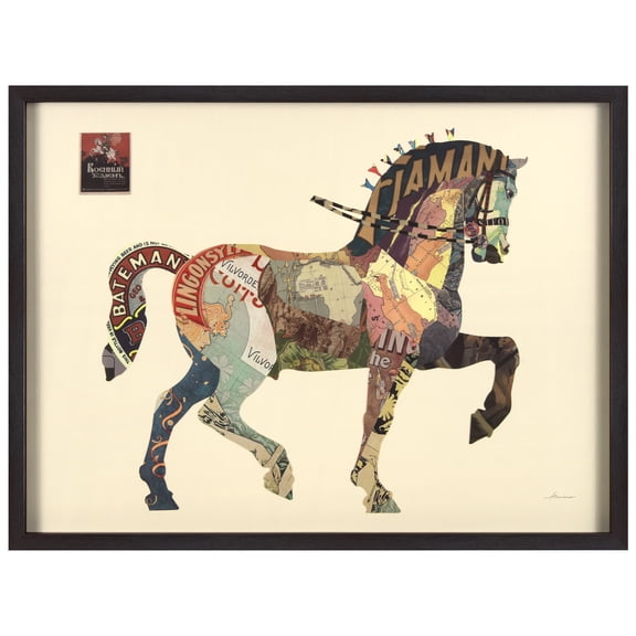 Empire Art Direct Carousel Horse Dimensional Collage Framed Graphic Art Under Glass Wall Art, 30" x 40" x 1.4", Ready to Hang