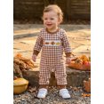 thumbnail image 3 of Cjfdfy Newborn Baby Girl Boy Thanksgiving Outfit Turkey Embroidery Plaid Print Long Sleeve Romper Fall Holiday Outfit Infant Cute My First Thanksgiving Fall Winter Clothes 0-18M, 3 of 9