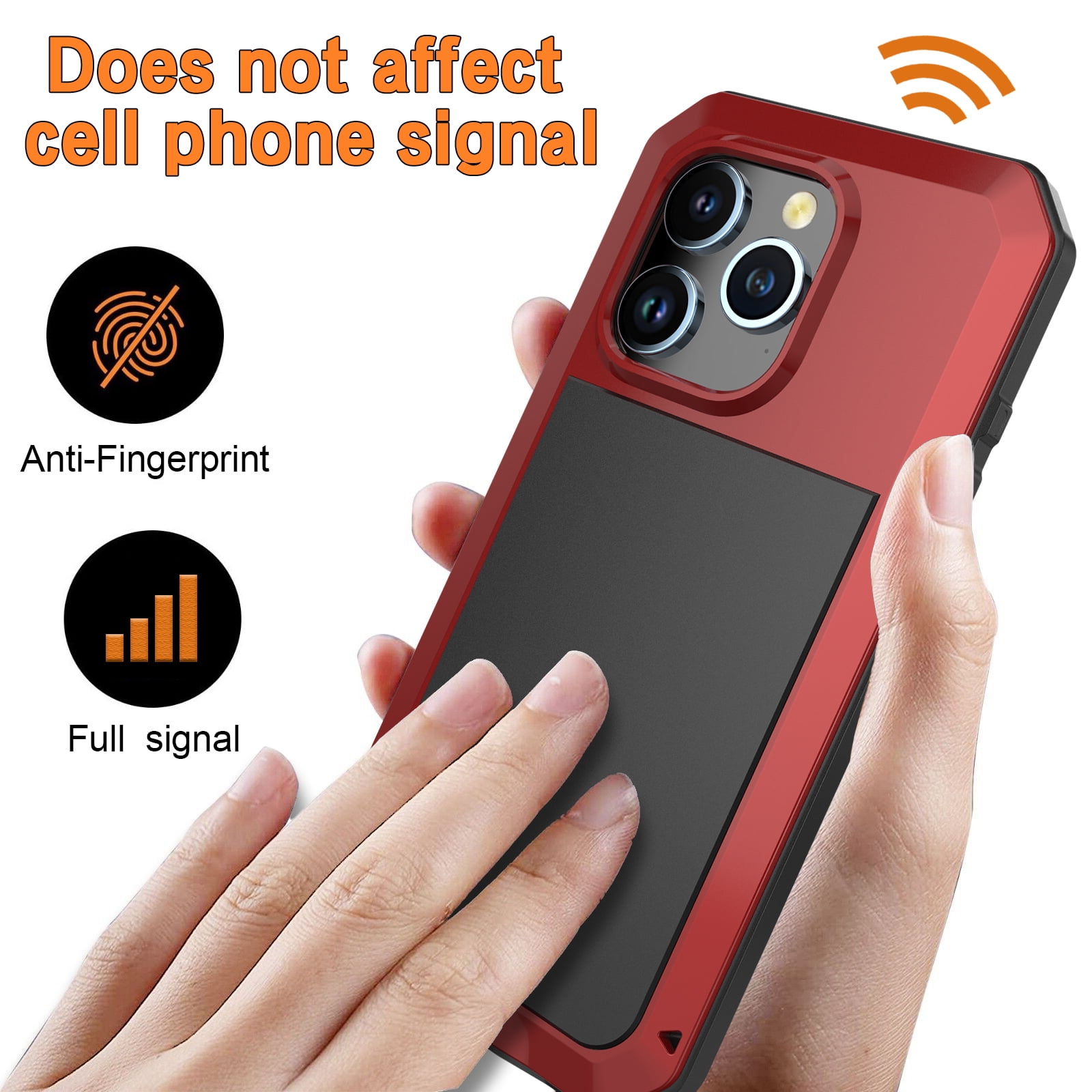 for iPhone 16 Plus Case, 360 Full Body Protective Cover Heavy Duty Shockproof Armor Aluminum Alloy Metal Case with Silicone Built-in Screen Protector for iPhone 16 Plus, Red