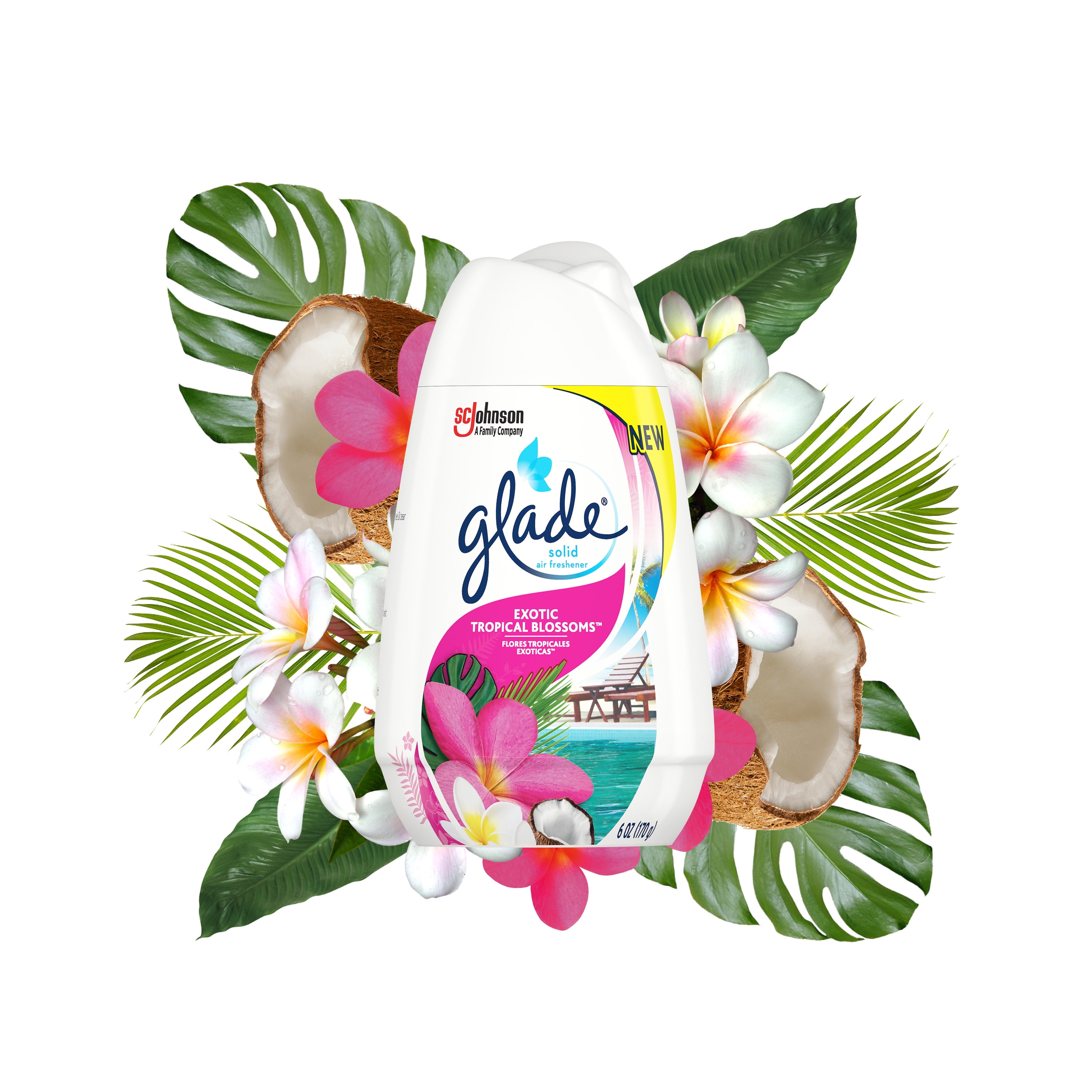 Glade Solid Gel Cone, Exotic Tropical Blossoms, Solid Gel Air Freshener, 6 Oz
