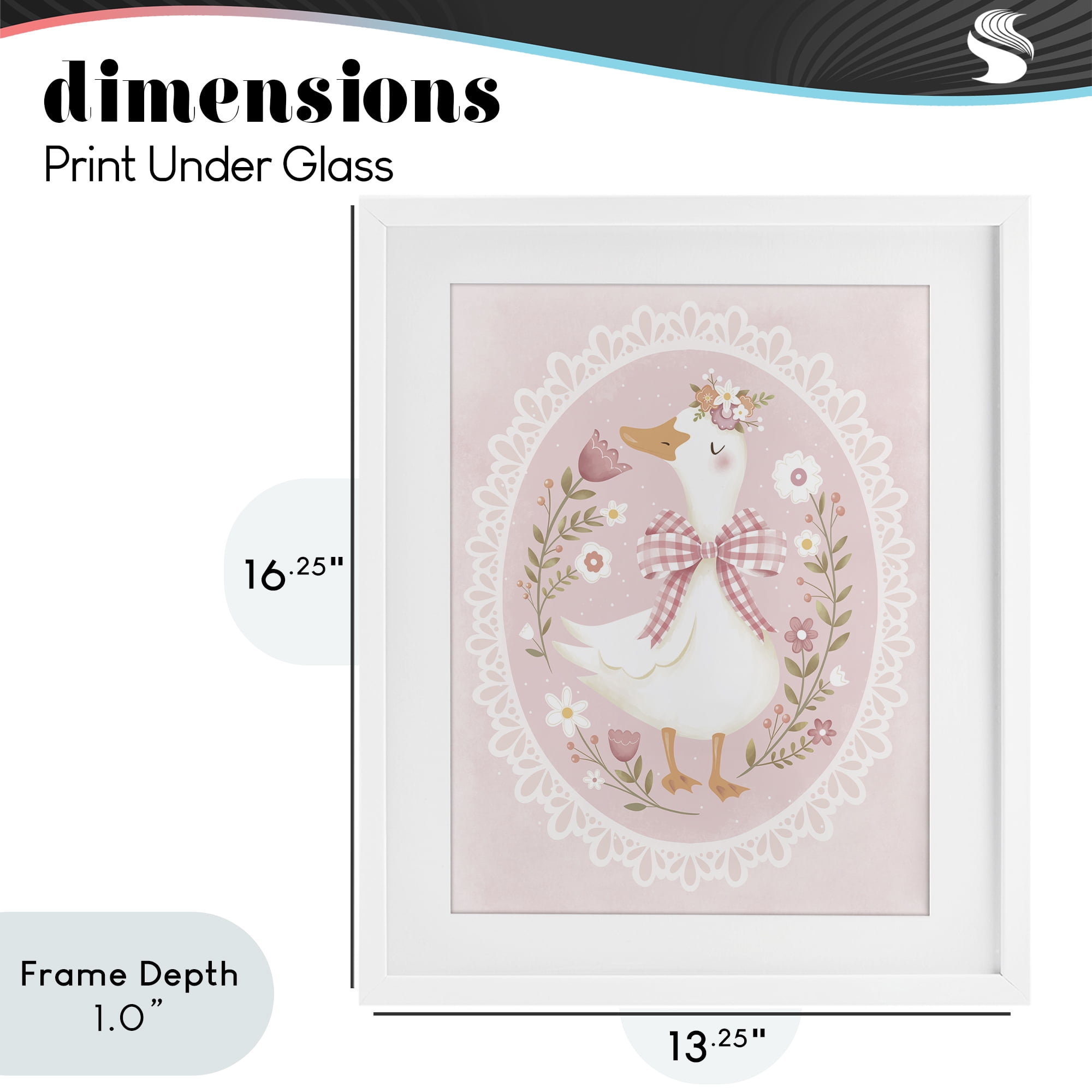 Stupell Industries Pink Floral Spring Goose White Framed Print Under Glass, design by Penny Aguilera