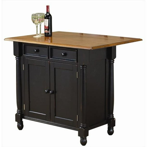Sunset Trading Antique Black Kitchen Island With Cherry Drop Leaf Top Com Sunset Trading Antique Black Kitchen, Antique Black Kitchen Island