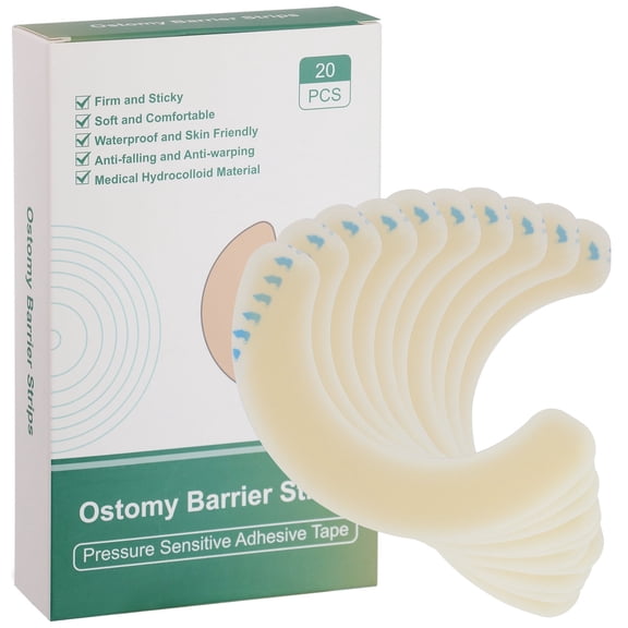Ostomy Barrier Strips [Pack of 20], Elastic Barrier Strips for Colostomy Bags, Latex-Free Skin Barrier Strips,Hydrocolloid Ostomy Extenders
