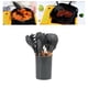 thumbnail image 5 of Juego de 11 utensilios de cocina de silicona resistentes al calor con mango de madera y cubo de almacenamiento para acampar, color gris oscuro, 5 of 12