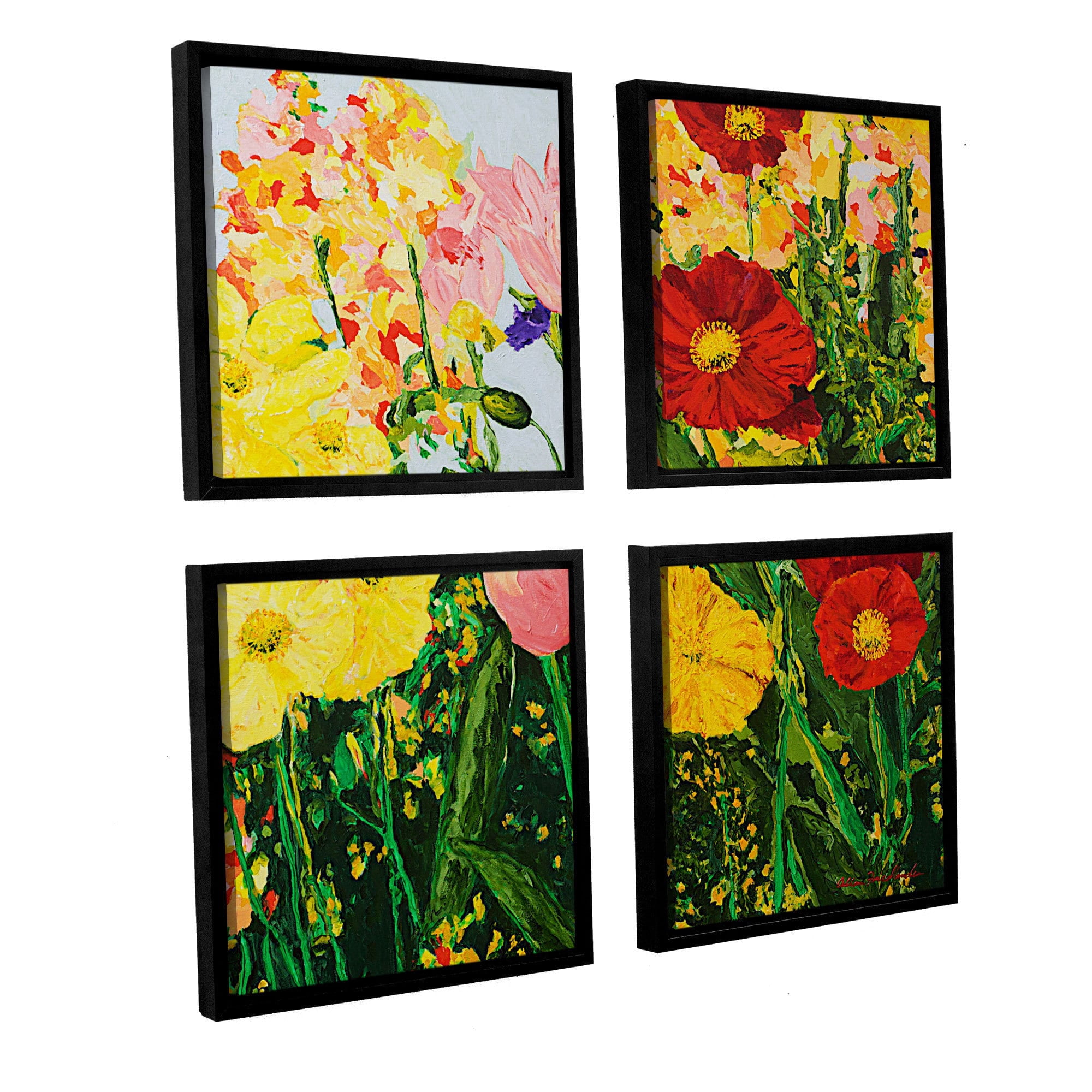 ArtWall Allan Friedlander "Blue Skies and Sunshine" 4-Piece Floater Framed Canvas Square Set
