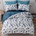thumbnail image 4 of Long-Staple Cotton Duvet Cover Set Light Navy Ginkgo Leaf Pattern Printed, 4 of 7