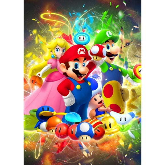 5D Diamond Painting Kits for Aduts, Super Mario Diamond Art for Kids, Full Drill Cross Stitch Kits for Beginners, Wall Art 12" X 16"