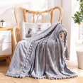 thumbnail image 3 of Clearance! Boovnll 59x79" Tassel Throw Blanket, Super Soft Warm Flannel Solid Color Thicken Blankets Microfiber Machine Washable for Bedroom Swimming Pool Sofa Floor Outdoor Camping Blanket, 3 of 5