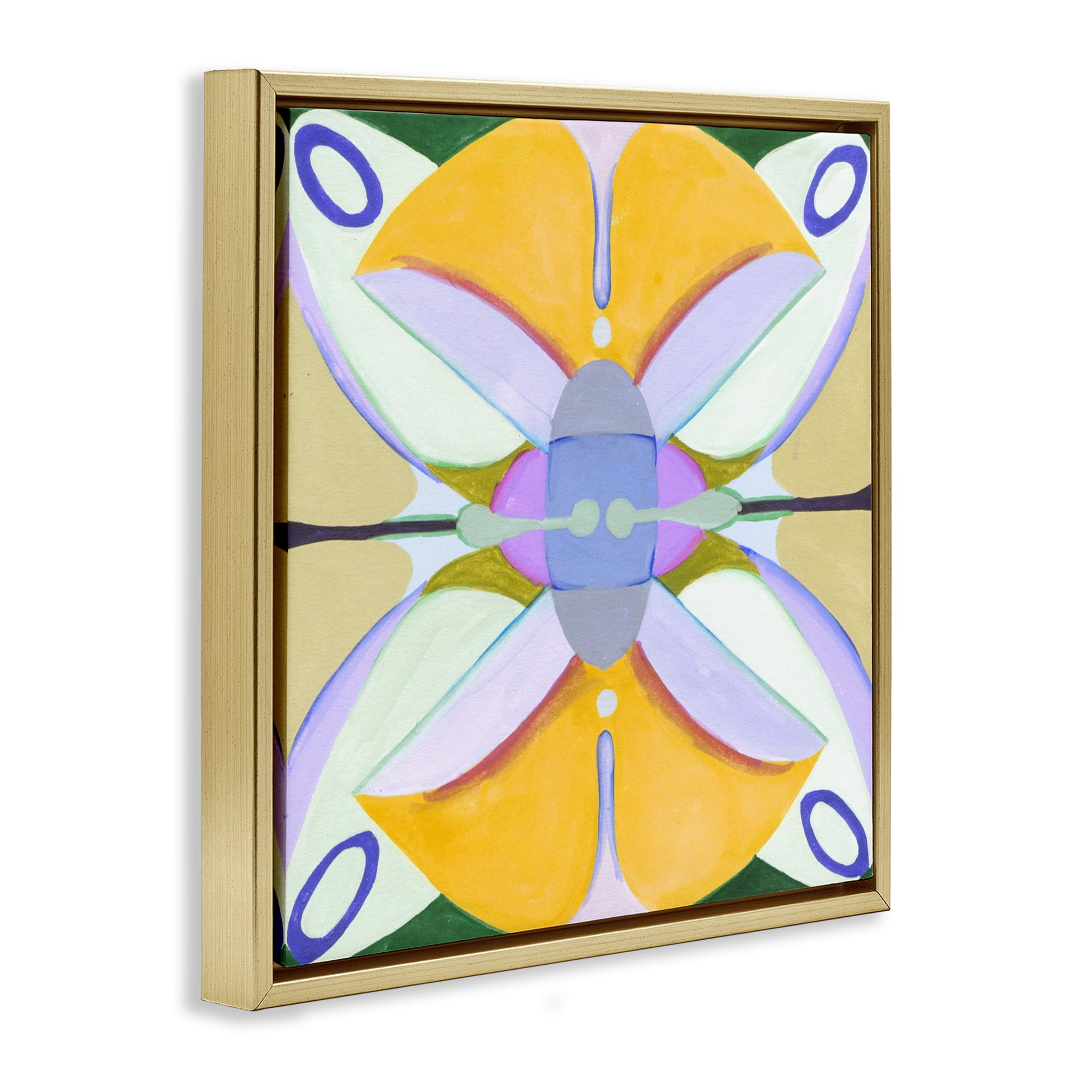 Stupell Industries Warm Revival Kaleidoscope Gold Framed Floater Canvas Wall Art, design by Melissa Wang