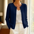 thumbnail image 5 of Wovilon Women's Cable Knit Cardigan Sweater with Crew Neck and Button Front, Long Sleeve Soft Stretch Fabric, Solid Color Cozy Open Front Knitwear for Fall, 5 of 6
