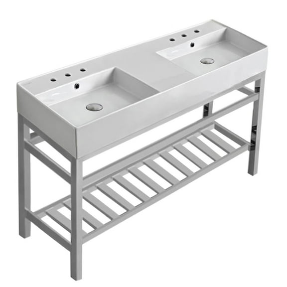 Nameeks Scarabeo 5143-CON2-Six Hole Teorema 2 47-13/16" Rectangular Ceramic Console