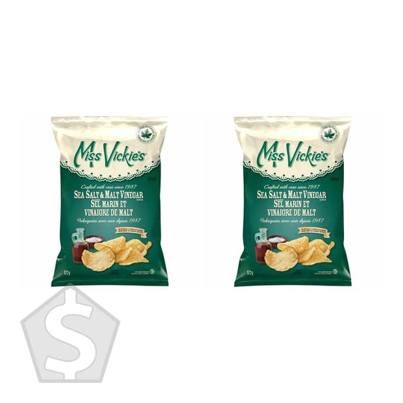 Miss Vickie’s Sea Salt and Vinegar Kettle Cooked Potato Chips, 572 g (Pack of 2), 1.144 kg Total