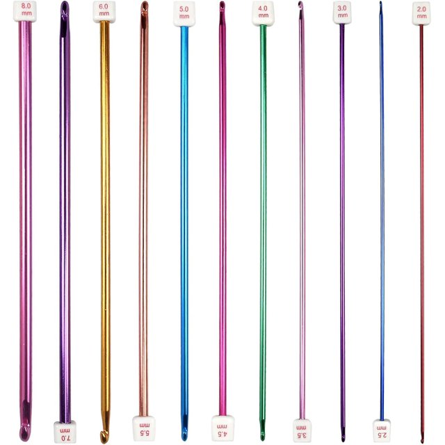 11 piezas de ganchos de crochet para tejer, agujas de tejer de aluminio, ganchos de crochet H