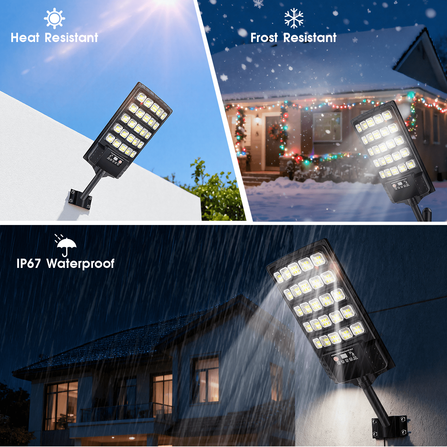 IJIL Solar Street Lights Outdoor - 6000K Waterproof Motion Sensor LED Solar Parking Lot Lights with Remote for Yard Outside