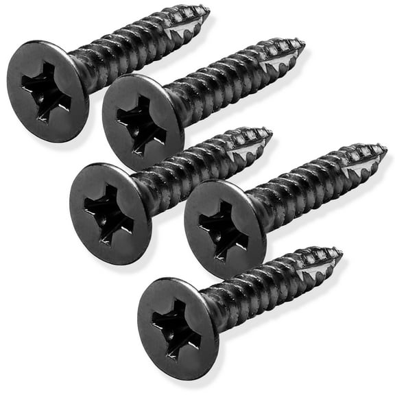 Cauldham Black Wood Screws #9 x 1 Inch for Door Hinges - 25 pack