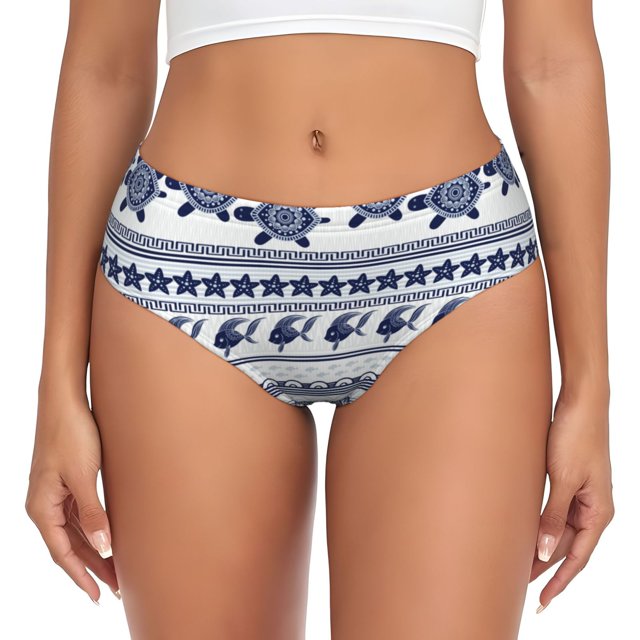 Balery Sea Underwater Turtles Ropa Interior de Algodón para Mujer con Dibujo – Braguitas Cómodas y Elásticas, Estilo Clásico-XX-Large