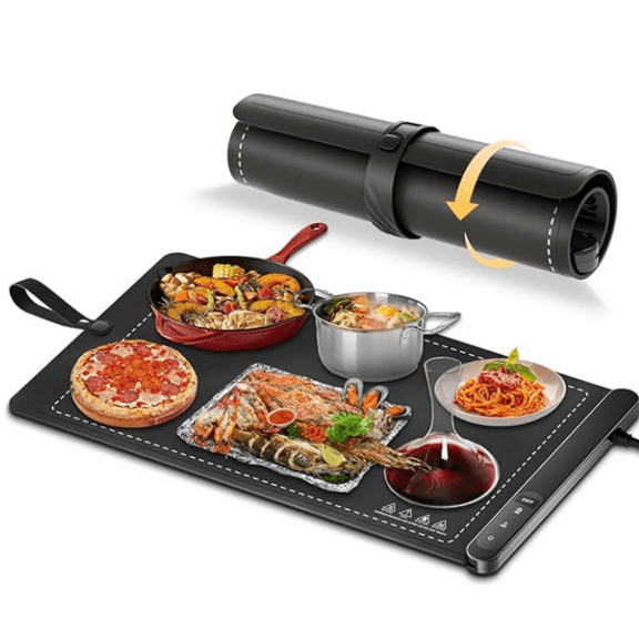 Food Warming Mat, Upgraded Graphene Full Surface Heating Foldable Heater Food Pad, Compact Silicone Materials, 6 Heat Settings, Multifunctional Food Warmers for Parties Buffet