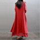 thumbnail image 5 of Nueva moda mujer Casual vestido suelto sólido manga larga Boho largo Maxi vestido Eccomum Rojo/XXXXL, 5 of 7