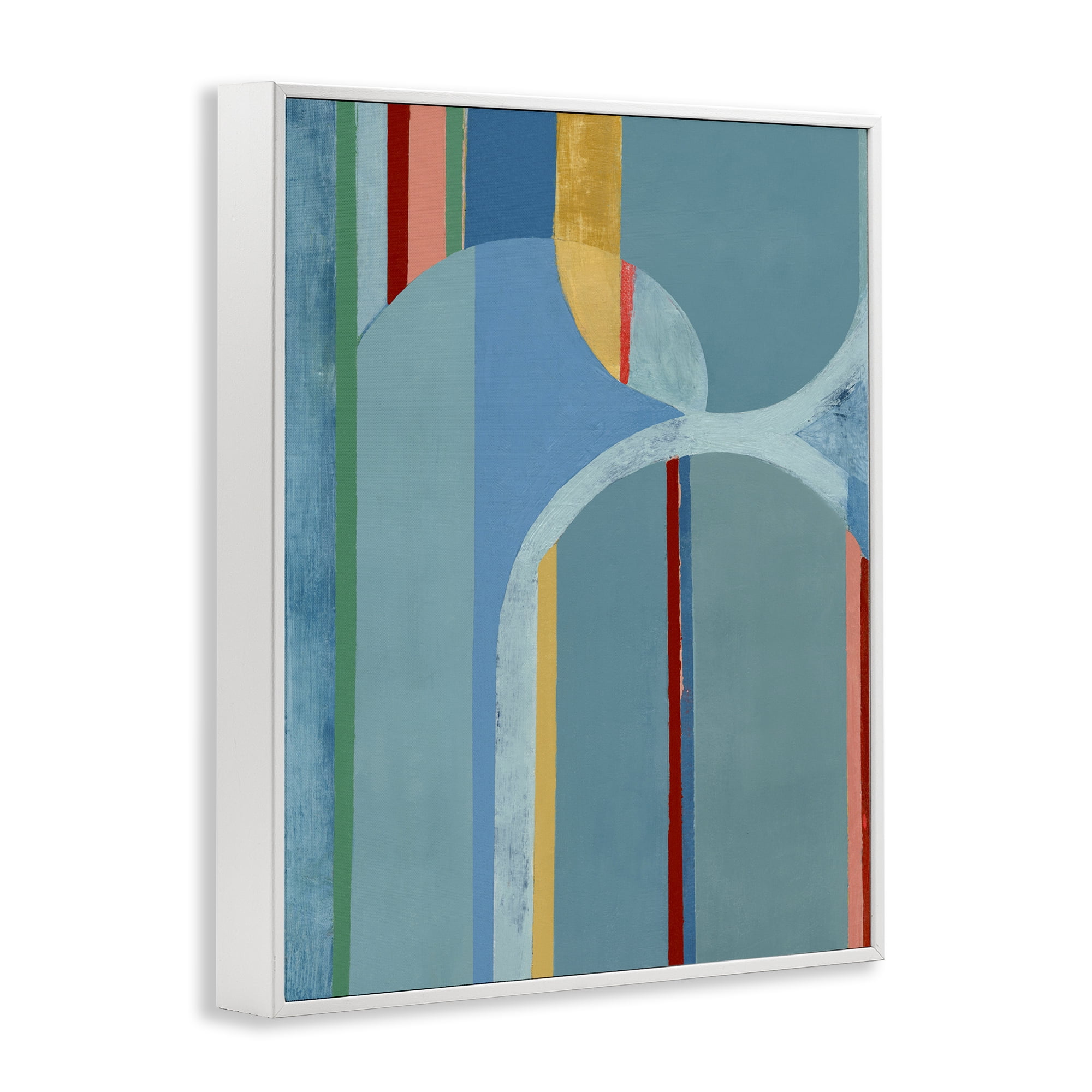 Stupell Industries Funky Blue Arches Abstract Painting White Framed Art Print Wall Art, 16 x 20