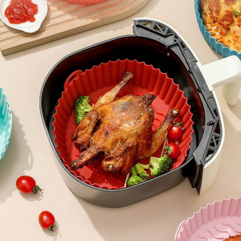 Air Fryer Silicone Baking Tray Pot Non-stick Practical Dishwasher Safe Tray  for Making Turkey Dumplings Big Red 8.5 Inches 
