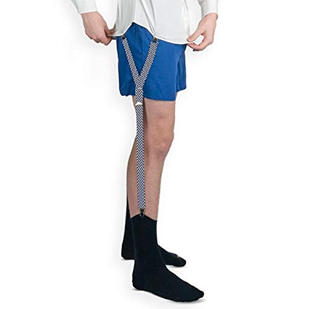 Navy Herringbone Signature Premium Shirt Stays Ultra Soft Shirt Garters to Stay Tucked Military Formal Office