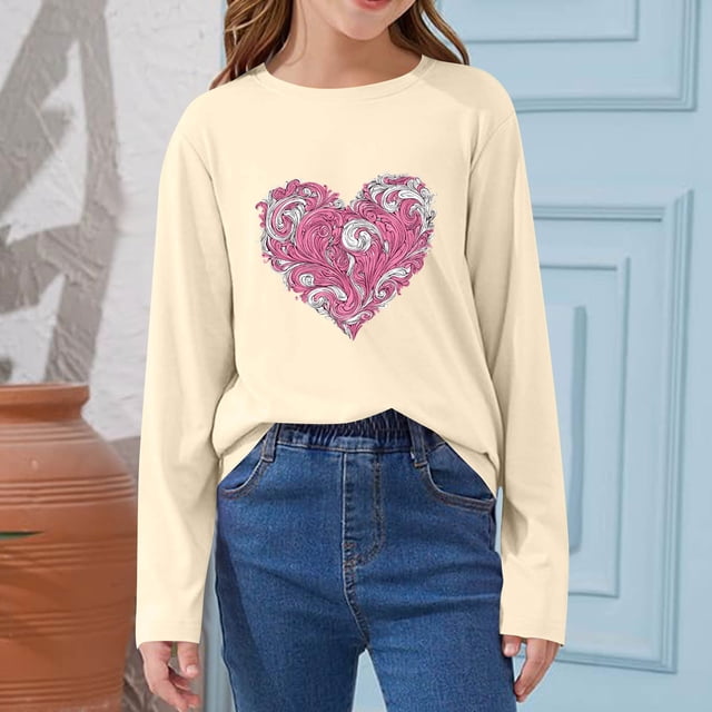 TaTaai Unisex Printed Round Neck Pullover, Valentine's Day Gift Spring Summer Long Sleeved Base Shirt Gift