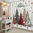 thumbnail image 5 of DAMAI Christmas Shower Curtain Red Black Polka Dot Painting Christmas Tree Bathroom Shower Curtain, Winter Forest Snowflakes Linen Fabric Cloth Shower Curtains with 12 Hooks 70 X 35 Inches, 5 of 6