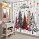 thumbnail image 5 of Cortina de ducha navideña de poliéster blanco, 180 x 89 cm, decoración navideña para baño, con 12 ganchos, impermeable., 5 of 5