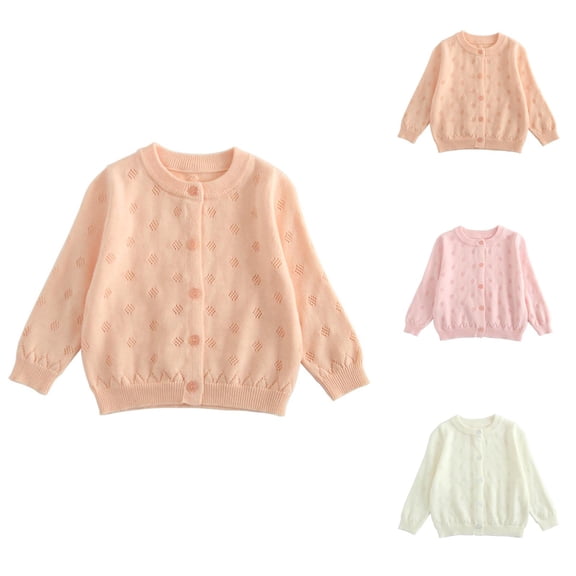 Girls Sweaters Girls Fall Sweater Girls Sweaters for Every Occasion Stylish Hollow Knit Cardigan for Kids Long Sleeve Pullover Ideal for Daily Wear Age 12M To 2Y