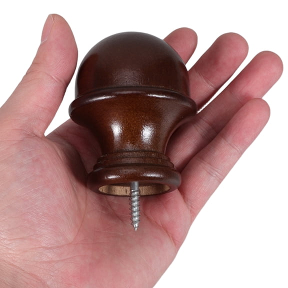 BESTYASH 2Pcs Decorative Wood Finials Coffee Curtain Rod End Caps for Round Roman Drapery Poles