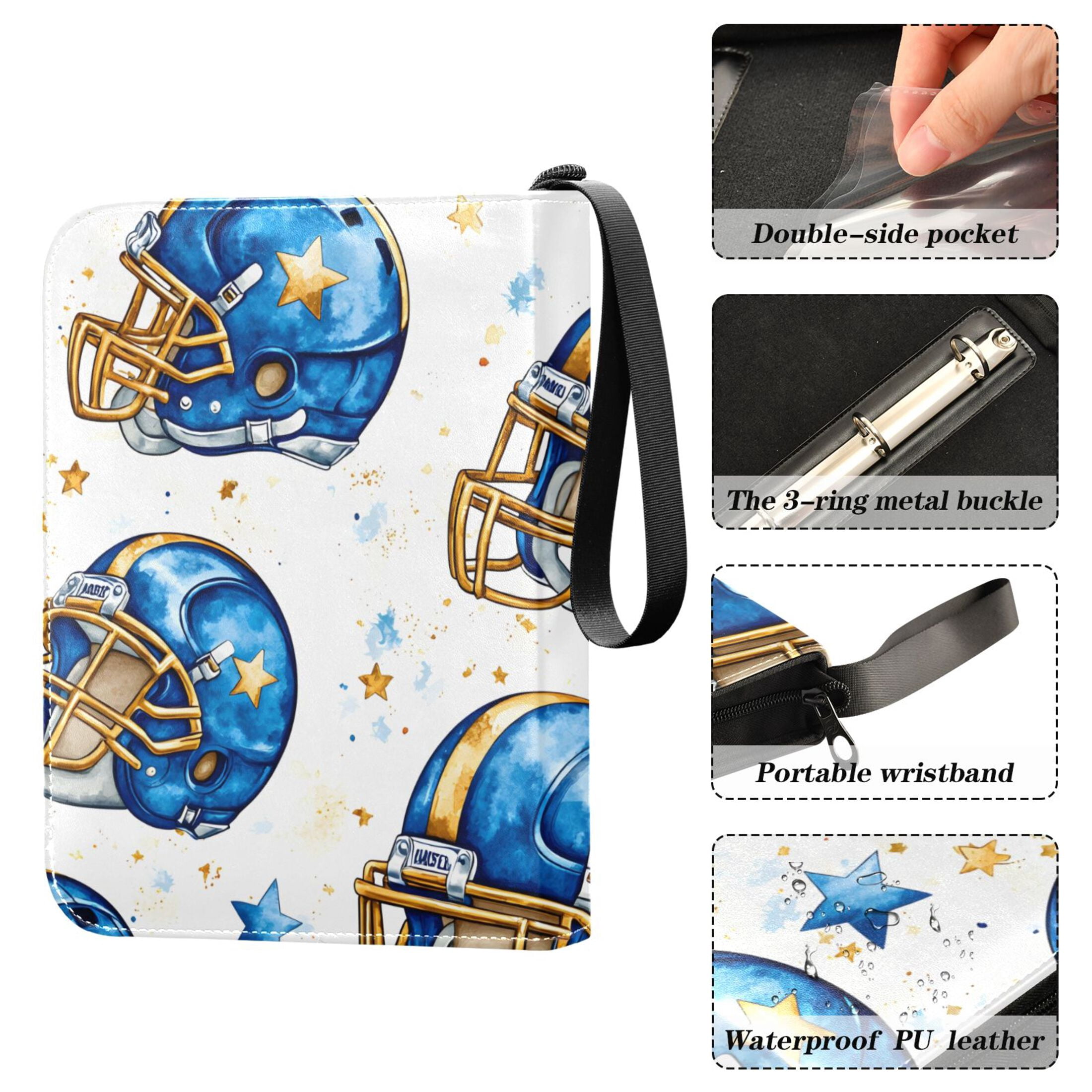 Trading Card Binder Album 400 Pockets 50 Removable 4-Pocket Pages Waterproof Football Helmet with Star