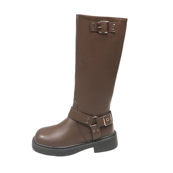 hzomhy Womens Mid Calf Boots Round Toe Side Zipper Mid Block Heel for Casual Daily and Fall Winter Wear