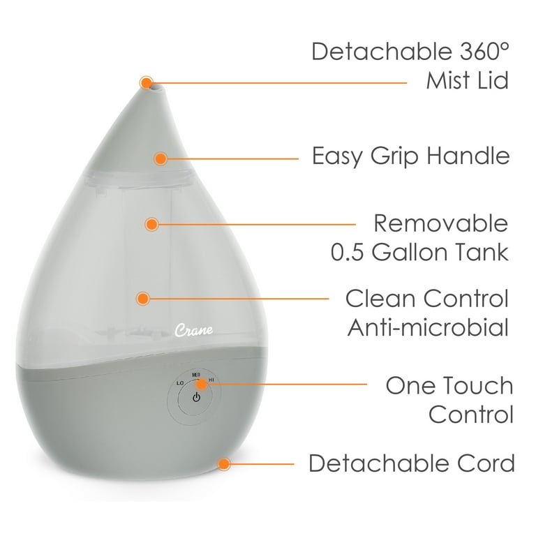 Crane USA Droplet Ultrasonic Cool Mist Humidifier, 0.5