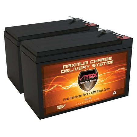 QTY 2 VMAXTANKS V10-63 12 Volt 10AH AGM Deep Cycle 12V SLA Battery Replaces SDC 632RF 2 Amp Power (Best 12 Volt Deep Cycle Battery For Rv)