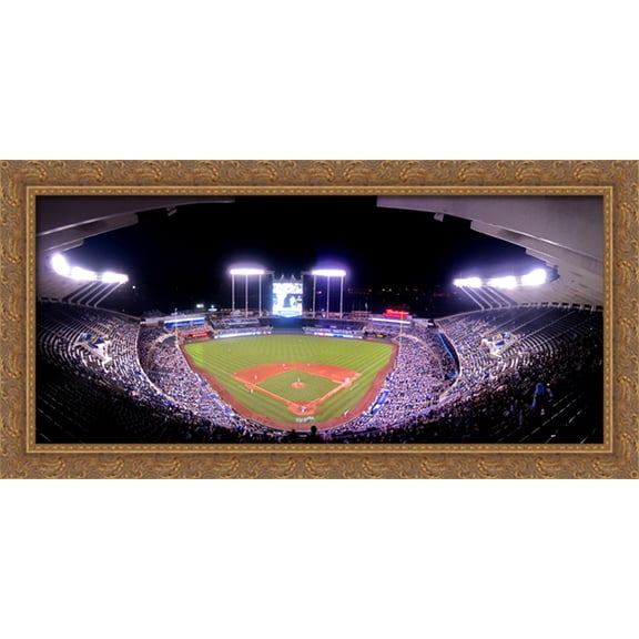 Kauffman Stadium 40x20 Large Gold Ornate Wood Framed Canvas Art - Home of the Kansas City Royals