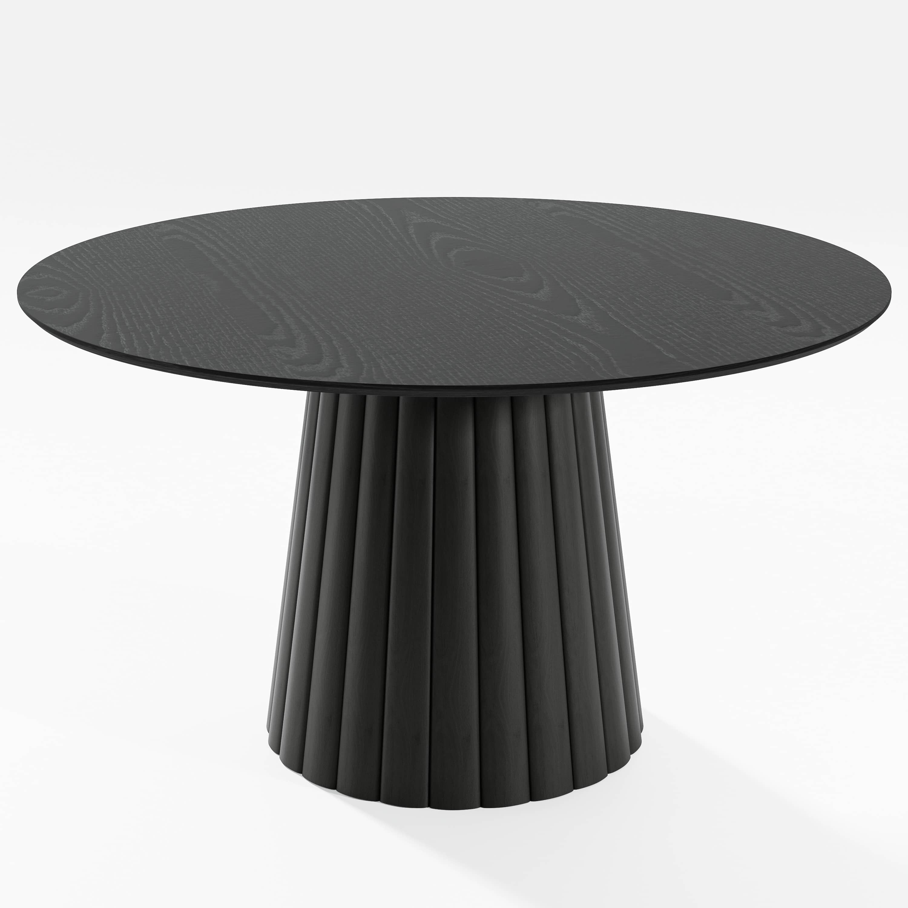 MAYEERTY 52" Mid-Century Wooden Round Dining Table for Dining Room Kitchen, Black