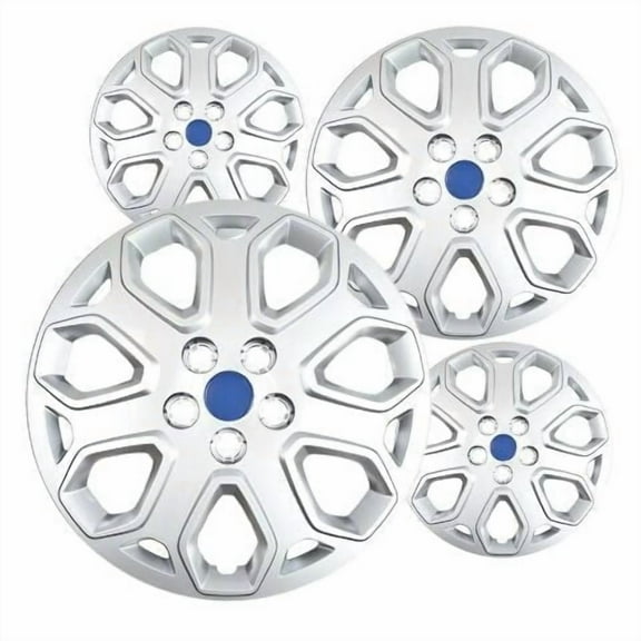 Fuel Rider Set of 4 16 inch Silver Bolt-On Hubcaps With 7 Y Spoke Compatible With 2012-2014 Ford Focus Standard Steel Wheel Covers