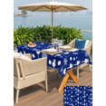thumbnail image 4 of Outdoor Tablecloth with Umbrella Hole and Zipper, Christmas Snowman Blue Rectangle Table Cloth 52x70 Inch Waterproof Tablecloth, Winter Snowflakes Xmas Retro Picnic Table Cover for Patio Camping, 4 of 7