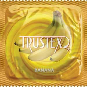 Trustex Banana + Brass Lunamax Pocket Case, Premium Flavored Lubricated Latex Condoms-24 Count