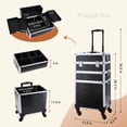 thumbnail image 7 of Professional Rolling Makeup Case Aluminum Cosmetic Trolley 3-in-1  Train Case Organizer Lockable Salon Barber Box Storage with Wheels, 7 of 7