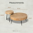 thumbnail image 6 of COZAYH 2-Piece Modern Farmhouse Living Room Coffee Table Set, Round Natural Finish with Handcrafted Wood Ring Motif, 6 of 9