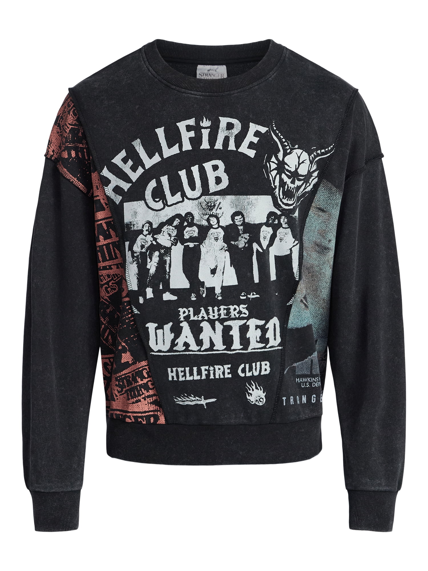 Netflix Stranger Things Men's and Big Men's Hellfire Club Crewneck Sweatshirt, Sizes XS-3XL