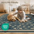 thumbnail image 4 of ODIKA 4'x6' Washable Area Rug That Abstract Interlocking Ocean Ripple Motifs Couch Grey Beige Flowing Dynamic for Home Office, Under Desk, Non-Slip Chair-Friendly, Flatwoven, 4 of 7
