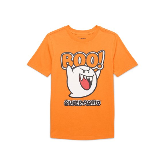 Super Mario Boo Boys Short Sleeve Halloween Graphic T-Shirt, Sizes 4-18